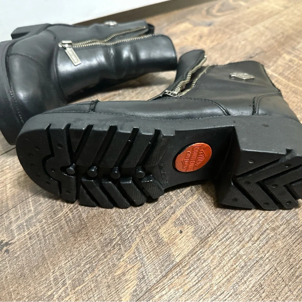 Harley Davidson black  Leather Ankle Boots- size 7.5 US- style 82016 - Picture 6 of 7